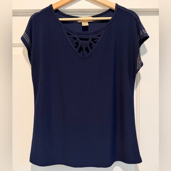 Diana Belle Tops - Chic Navy Women's Top with Cutout Detail
